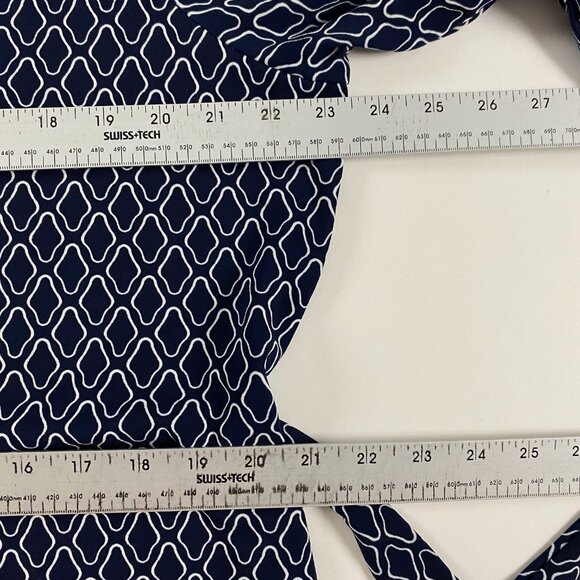 NWT Talbots Shirt Dress Womens Size 2XP Petite Blue Belted Buttons Geometric - Picture 10 of 16